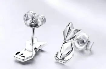 Dropshiping Hot Predaj Originálne 925 Sterling Silver Ryby A Mačka Jednoduché Línie Náušnice pre Ženy Autentické Strieborné Šperky