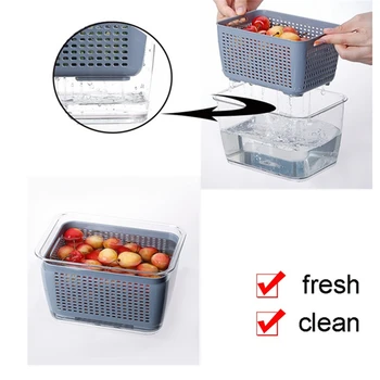 Odtok Kôš s Vekom Double-layer Kuchyňa Chladnička Mozgov Úložný Box Multifunkčné Čerstvosť Ovocia Úložný Kôš Kontajner