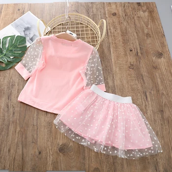 Šaty 2021 Letné Deti Oblečenie Top+Sukňa Vyhovovali Lásku Tlač Dieťa Dievča Oblečenie Dievčatá Oblečenie, Oblečenie Pre Dievčatá