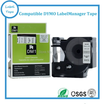 30pcs kompatibilné DYMO D1 LabelManager pásky 19 mm*7m čierne na bielom 45803