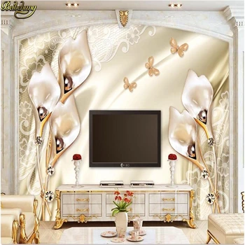 Beibehang Luxusné saténové šampanské tulipán šperky pozadí steny vlastné foto tapety veľké nástenné samolepky na stenu