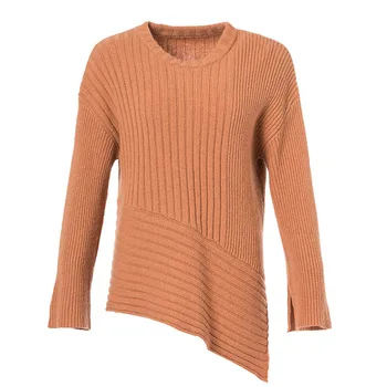 Móda nové jeseň zima žien nepravidelná strane pozdĺžneho sveter dámy pletené pulóvre dlhý rukáv split dizajn knitwear topy