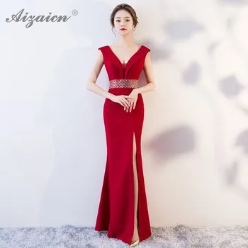 2020 Módne Červená V Krku Cheongsam Moderné Nevesty Vziať Šaty Qi Pao Ženy Čínske Svadobné Šaty Qipao Orientálnou Hosť Šaty