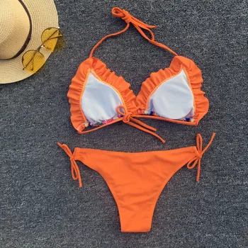 Ženy Sexy Plavky s uväzovaním za Push-Up Dve Kus Plus Veľkosť Plaviek Bikiny 2018 Mujer Kúpanie Nastaviť Pre Summer Beach Party 18Dec4