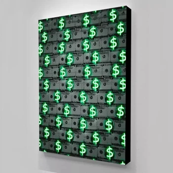 Americký Dolár Vytlačí Plátno Na Maľovanie Domova Neónový Nápis Plagát Na Stenu Umenie Modulárny Peniaze Obrázky Na Posteli Pozadia Rámu