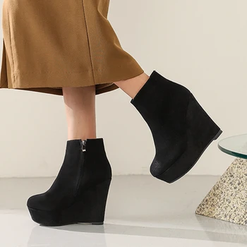SaraIris Super Vysoké Kliny Topánky Ženy Strany Platformu Topánky Dámy Nové Módne Pevné Originálne Kožené Členkové Topánky