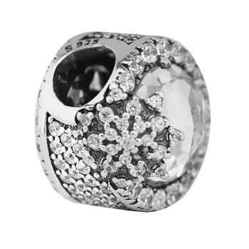 Korálky PRE Šperky, Takže DIY Mincový Striebro-Šperky Oslňujúci Snowflake Kúzlo Perličiek Charms Striebro 925 Berloque Perles Čaro