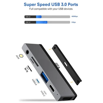 6 v 1, USB, C Rozbočovač HDMI Adaptér s USB-C PD TF SD, USB 3.0 Konektor Port USB Typu C Dock pre iPad Pro 2020 Pro/Vzduch