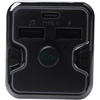 Bluetooth FM Transmitter na Auto,Bezdrôtový Vysielač FM Rádio Prijímač, Adaptér do Auta,s dvomi USB&Type-C Nabíjací Port,Hudba