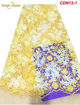 Francúzsky čipky textílie 2017 nášivka nigérijský svadobné šnúrky vysoko kvalitného tylu textílie 5yard/veľa CDN12