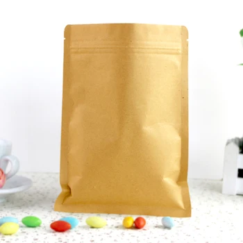 Organizátor tašky 17*24 cm Kraft Papier Ploché Zips, Tašky, Fólie Vložkou Potravín Taška Snack & Coffee Tašky 100ks/veľa