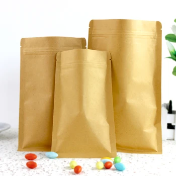 Organizátor tašky 17*24 cm Kraft Papier Ploché Zips, Tašky, Fólie Vložkou Potravín Taška Snack & Coffee Tašky 100ks/veľa