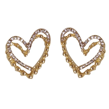 S925 ihly Módne Šperky Srdca Náušnice Delikátny Dizajn Kovové Zliatiny, Zlatá Pokovovanie Vysokej Kvality Crystal Stud Náušnice Dary