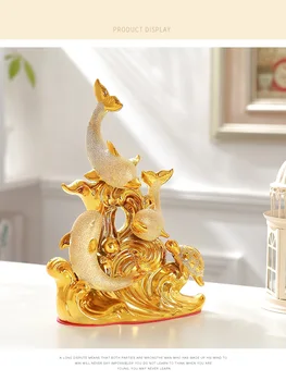 Moderný Luxusný Zlatý Delfín Keramické Dekorácie Domov Obývaciu Izbu Tabuľka Figúrky Remeslá A Obchod Okno Na Ploche Socha Príslušenstvo