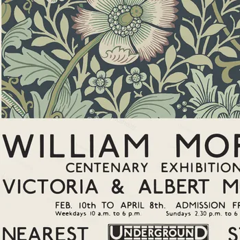 William Morris Plátno Tlačiť Victoria a Albert Múzeum Výstava Plagát London Underground secesnej Maľby Stien Interiéru