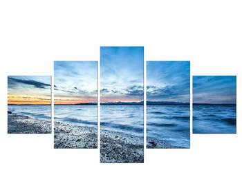 5 Kusov Doprava Zadarmo jazero slnka dekoračného seascape wall art krajiny tmavo modrej oblohe Plátno na Maľovanie obývacia izba Rámovanie