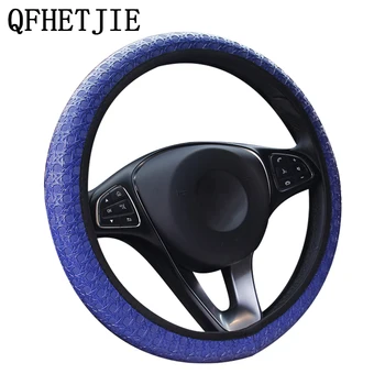 QFHETJIE 3D Auto Volant, Kryt 37-38 CM Umelé Kože, Tkané Bez Vnútorného Krúžku Elastické Kapely Auto Rukoväť Kryt