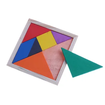 Drevené Tangram Inteligentné Vzdelávania Hračky Puzzle Pre Deti Mozgu Teaser Farebné Námestie IQ Tetris Hra Funny