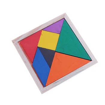 Drevené Tangram Inteligentné Vzdelávania Hračky Puzzle Pre Deti Mozgu Teaser Farebné Námestie IQ Tetris Hra Funny