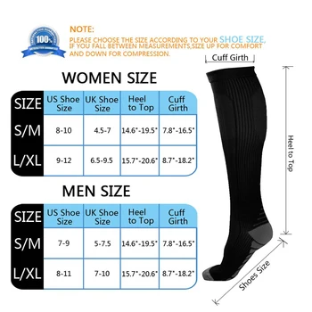 Muži Ženy Kompresné Ponožky Pre Úľave od Svalovej Únavy Materskej Opuch 20-30mmhg Najlepší Darček Pre Dojčiace Pre Staré, Diabetes