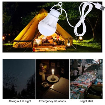 LED Žiarovka Svetla Prenosné USB Napájanie Svietidla Lampa Biela Svetlý Camping Svetlo pre Vnútorné Vonkajšie Čítanie Štúdia Spálňa Kniha Svetlá