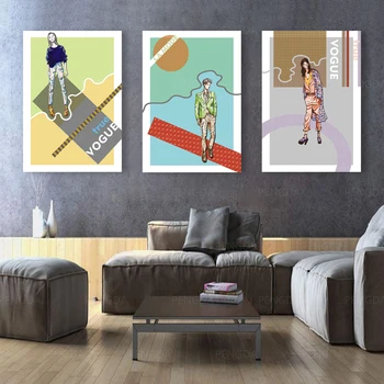 Plátno na Stenu Umenie Abstraktné Muž Dievča HD Cartoon Ulici Vytlačí Plagát Domáce Dekorácie Maľovanie Pre Spálne Modulárny Obrázky Rám