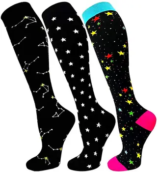 44 Farbu Nové Kompresné Ponožky Súhvezdí Jasné Hviezdy Zvieracie Vzory Unisex Ponožky Outdoor Beží Cyklistika Na Dlhé Tlak Ponožky