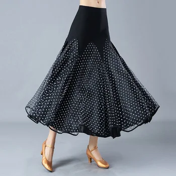Bodka sála sukne škvrny flamenco sukne valčík sukne sála praxi šaty dlhé ballroom dance dance sukne nosiť šaty valčík