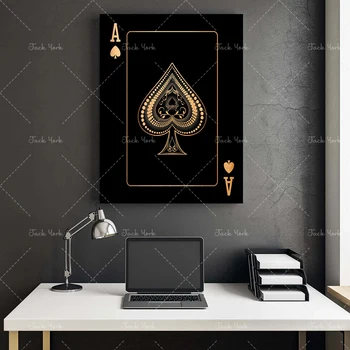 Eso piky abstraktné zlata a striebra, hracie karty Creative poker HD tlač club bar reštaurácia dekorácie plagát domova