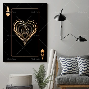 Eso piky abstraktné zlata a striebra, hracie karty Creative poker HD tlač club bar reštaurácia dekorácie plagát domova