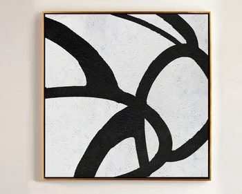Nadrozmerné Abstraktnej Maľbe na Plátno Abstraktné Umenie Plátno na Maľovanie Minimalistické Umenie Čierna Biela Maľba Veľké Wall Art Decor