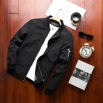 Nové pánske Bombardér Zips Bunda Muž Bežné Streetwear Hip Hop Slim Fit Pilot Kabát Mužov Oblečenie Plus Veľkosť