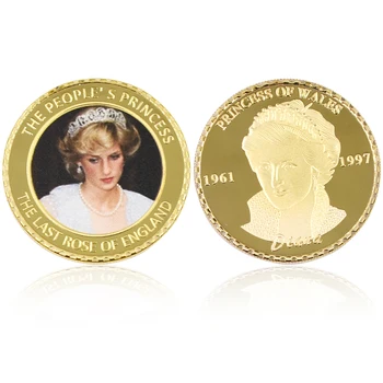 Posledná Ruža z Diana 20. Výročie 24k Zlata Mince Pamätné Royal V Pamäti Suvenír Mince Dovolenku Dary