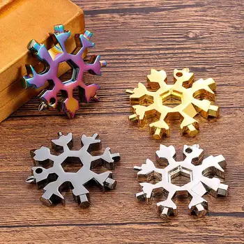 18-v-1 Snowflake Multi-nástroj Prenosné Vreckové Nástroj Uťahovák Račňový Zmes Metrika Vianočný Darček Set Socket Kľúče na Matice Nástroje