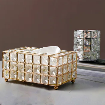 Nový Európsky luxusné tkaniva box kovové ozdoby moderné remeslá obrúsky box diamond tkaniva box