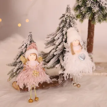 Vianočné Ozdoby Tvorivé Roztomilý Mini Imitácia Pierko Bell Zavesenie Na Vianočný Stromček Prívesok Anjel