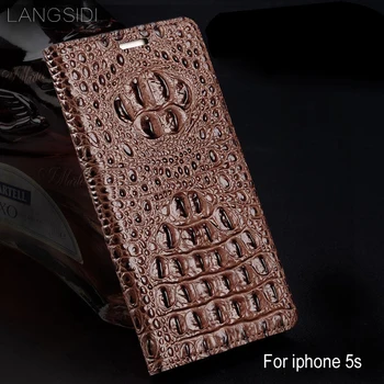 Wangcangli pravej kože flip telefónu prípade Krokodíla späť textúru Pre iphone 5s All-ručné telefón prípade