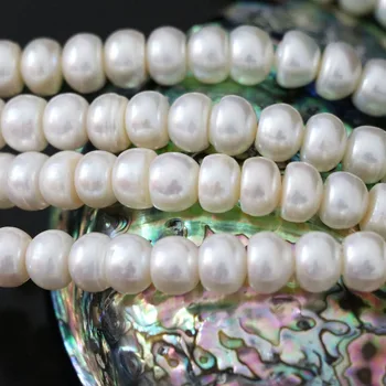9-10 mm biele prírodné sladkovodné perly abacus guľôčky najvyššej kvality 14