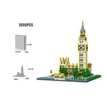 Horúce Lepining mesto tvorcov architektúry Anglicko, UK, Londýnsky big ben Elizabeth Tower mini micro diamond blokov model tehly hračky