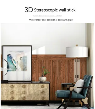 3D stereo samolepky na stenu nepremokavé, odolné proti vlhkosti a proti plesniam pena tapety samolepiace dekoračné strop póry dreva nálepky
