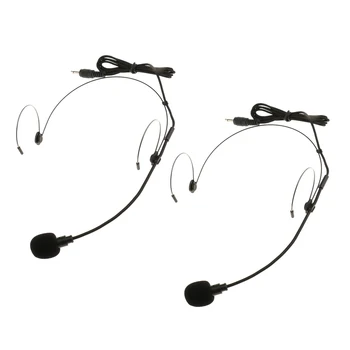 2Pack 3,5 mm Mono Plug-in Double Earhook Teleskopická Headworn Mikrofón MIC Pre Bezdrôtový Systém Bodypack