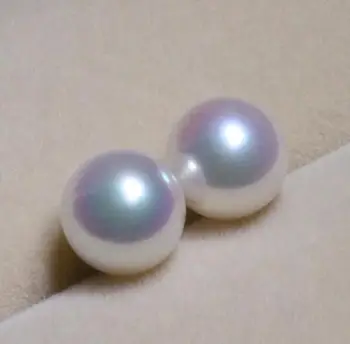 Top AAAA 8-8.5 mm skutočné prírodné Japonský Akoya biela kolo pearl náušnice 18