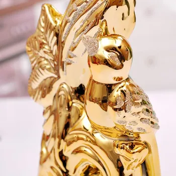 Remeselné porcelánové sošky zvierat keramické figúrky domova ornament zlato šťastie vták remesiel miestnosti dekorácie