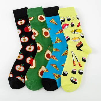 Nové 2020 Farebné Bavlnené pánske Dlhé Ponožky Harajuku Hip Hop Zábavné Avokádo Pizza v Pohode Šaty Ponožky pre Mužov, Svadobné, Vianočné Darčeky