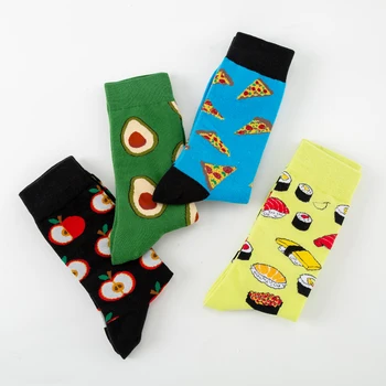 Nové 2020 Farebné Bavlnené pánske Dlhé Ponožky Harajuku Hip Hop Zábavné Avokádo Pizza v Pohode Šaty Ponožky pre Mužov, Svadobné, Vianočné Darčeky