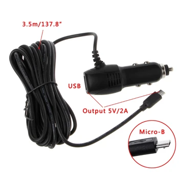 Nové Mini/Micro USB Port 5V 2A Nabíjací Adaptér Pre Automobilové DVR Vozidlo Nabíjanie w/3,5 m Cableqiang