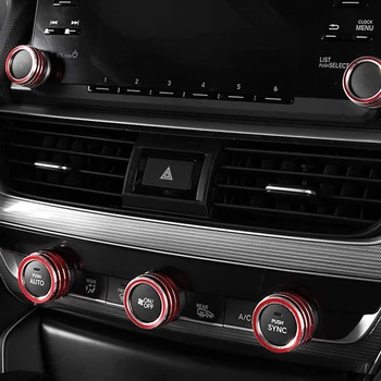 5 KS Červený Interiér, prístrojová doska Tlačidlo Kruhu Kryt Výbava Rám pre Honda Accord 2018-2020