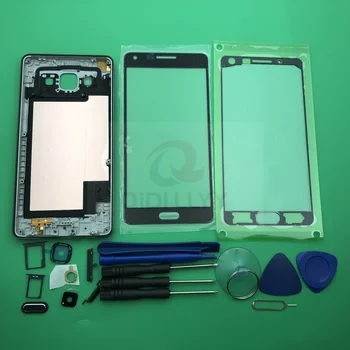 Plný Bývanie obal Pre Samsung Galaxy A5 A500 A500F Stredný Rám Zadný Kryt Batérie + LCD sklo + nástroj +Samolepky