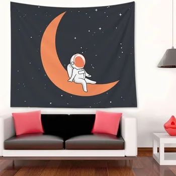 Spaceman Astronaut Moderného Umenia Spálňa Posteli Pozadí Obývacia Izba Dekorácie Gobelín