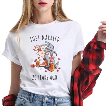 V lete roku 2020 králiky/bunny práve vydala pred 20 rokmi písmená tlačené zábavné tričká ženy grafické tees roztomilé zviera tlače topy
